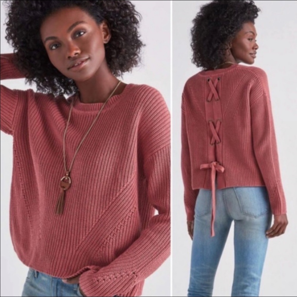 Lucky Brand Lace Back Pullover Sweater